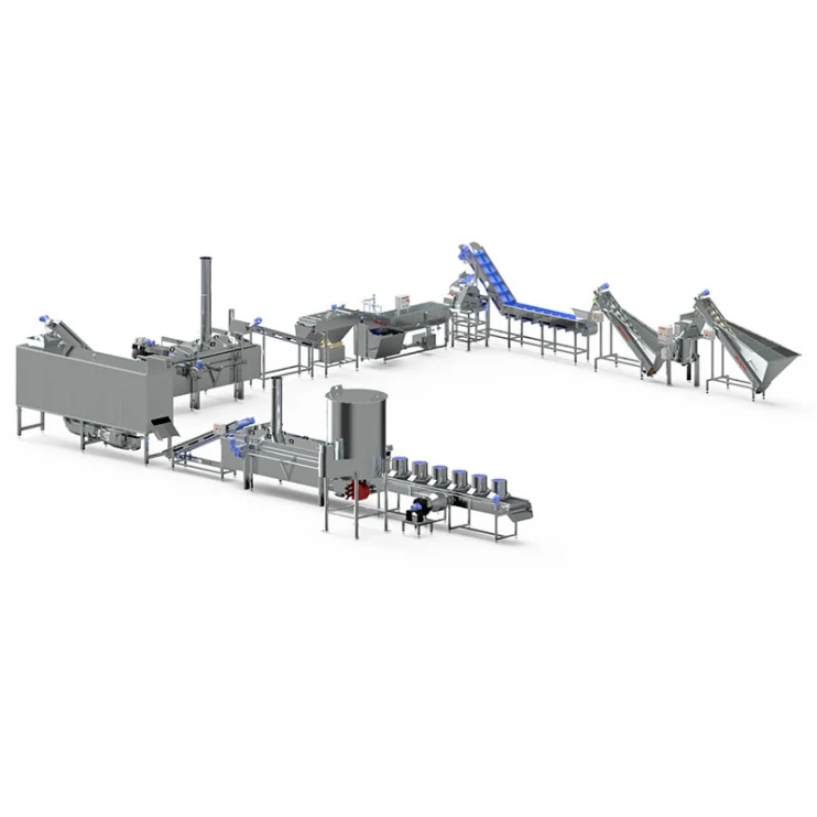 linha contínua de batata pré frita